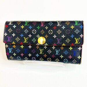 Louis Vuitton Portefeuille Sarah Monogram Multicolor Long Wallet Black Noir